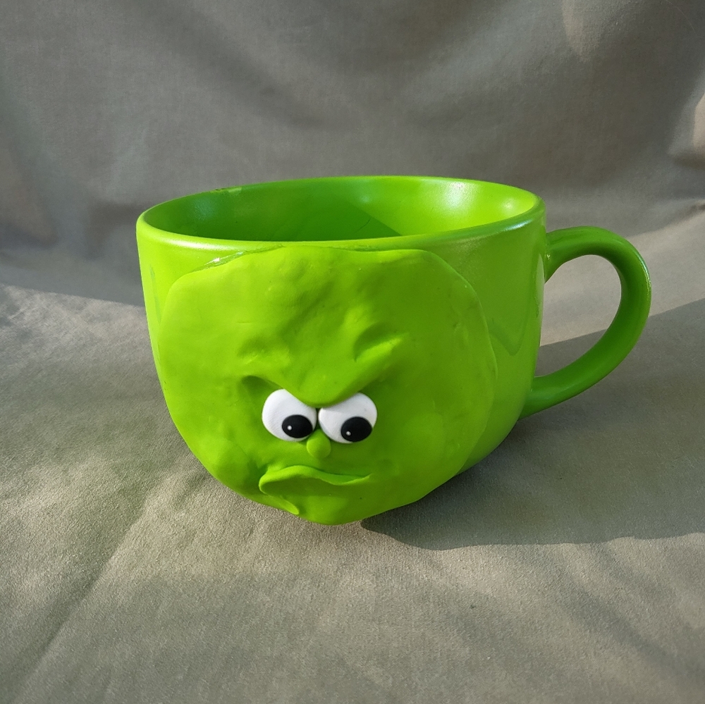 💚🗾 Neon Green 🧶 Soup Mug 🟢 Face - Picture 1 of 6